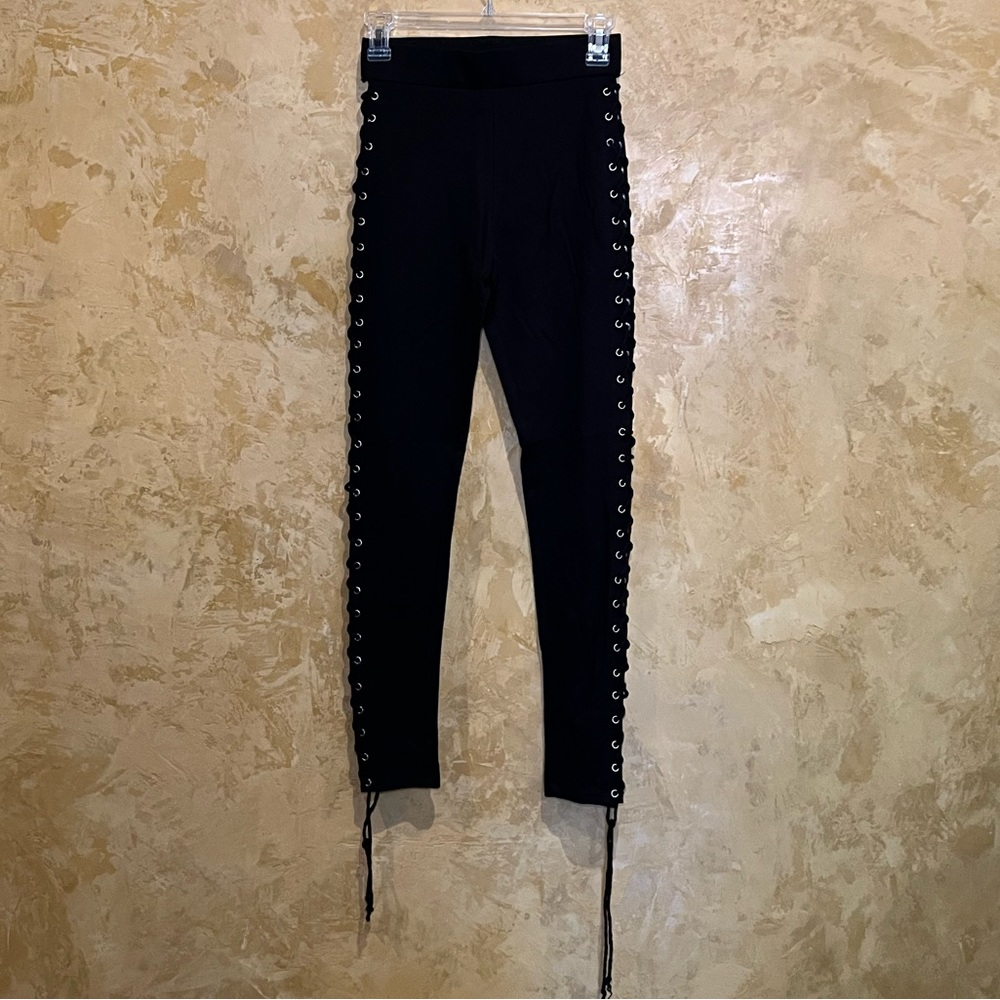 Forever 21 long black lace up leggings - never worn new with tags - size XS